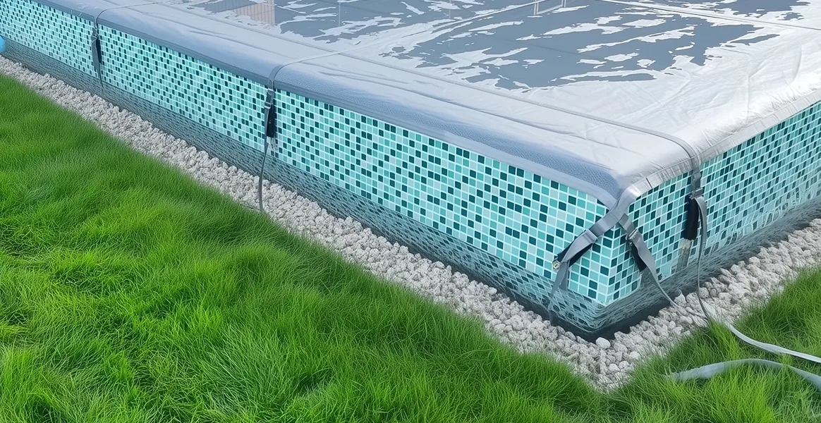 Покрывало для бассейна под снегом — защита зимой в Костроме